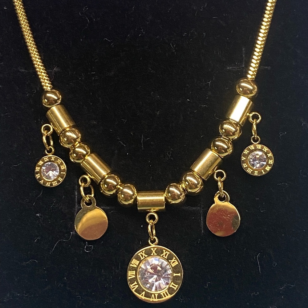 Gold Roman numeral necklace